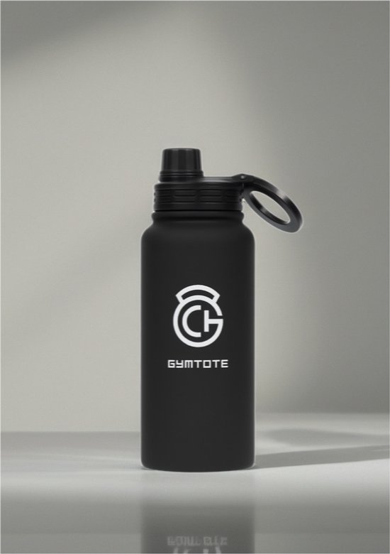 GymTote 1L Waterfles RVS - Magsafe telefoonhouder - Zwart