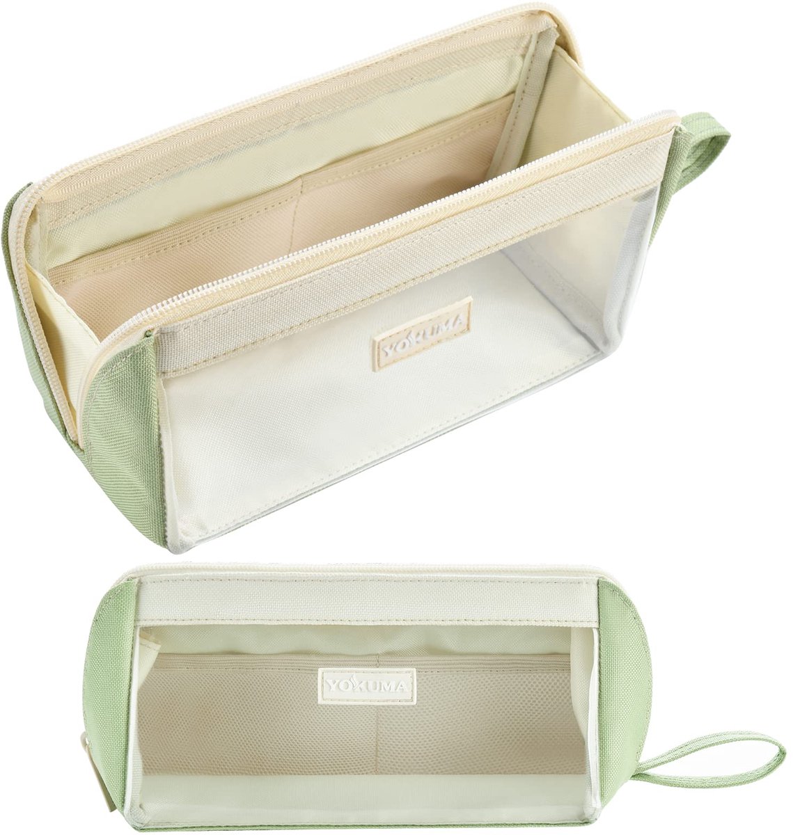 YOKUMA etui meisjes etui transparant etui etui school grote capaciteit voor tieners volwassenen etui esthetische etui (groen)
