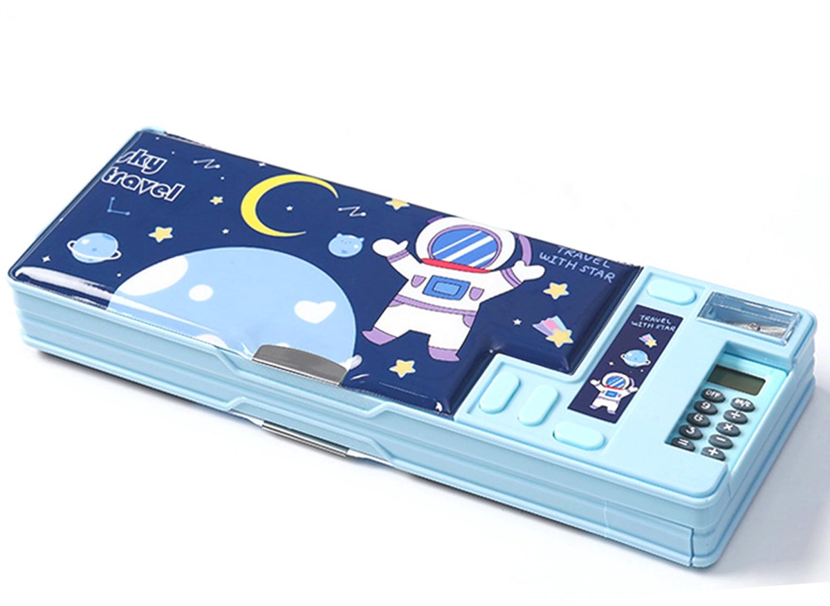 Pop-Up Multifunctioneel Etui - Met Puntenslijper, Weekplanner & Whiteboard - Voor School - Lichtblauw