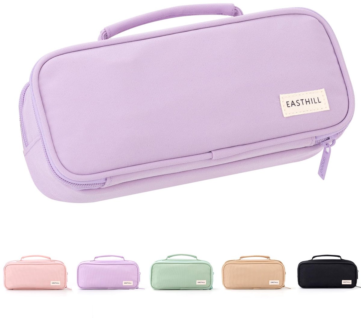 Canvas Etui Grote Capaciteit - Pennenzak Organizer met Handvat - School Meisjes - Paars