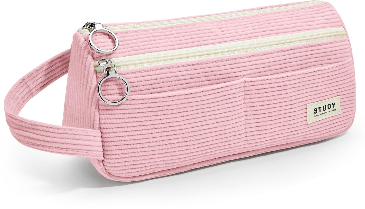 Corduroy Pennenetui - Ruim Etui met Handvat - Voor School, Kantoor & Studenten
