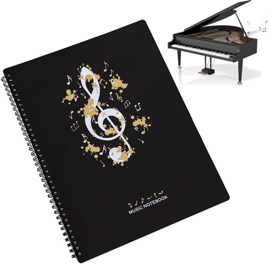 Fivetwofive Muziekmap, capaciteit van 60 pagina's, muziekhouder, geschikt voor A4-letters, beschrijfbaar en afneembaar (blauw), robuust, eenvoudig te installeren, eenvoudig te bedienen