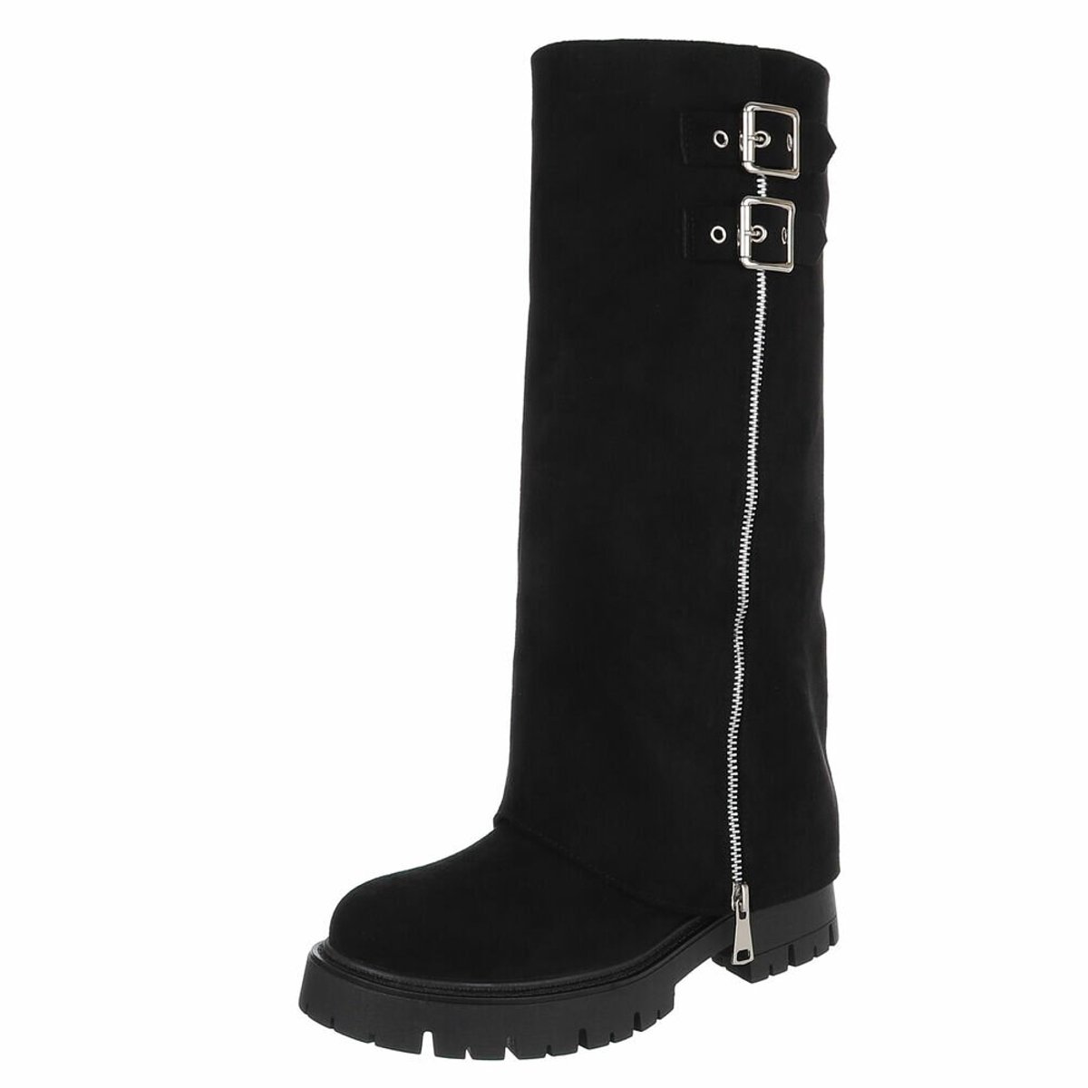 ZoeZo Design - stoere - cowboy - kaplaarzen - dessert - zwart - suedine - maat 36- hakhoogte 2 cm