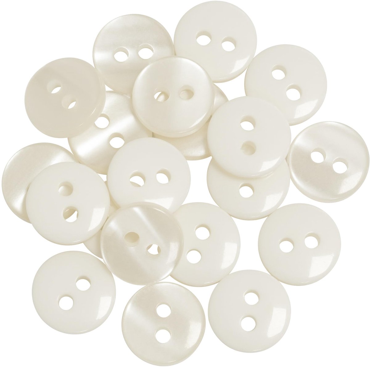 AERZETIX - C67864 - Set van 20 ronde naaiknopen Ø11,5 mm met 2 gaten L18 18L - kleur ecru - van kunststof - confectie fournituren naaien kleding mode decoratie