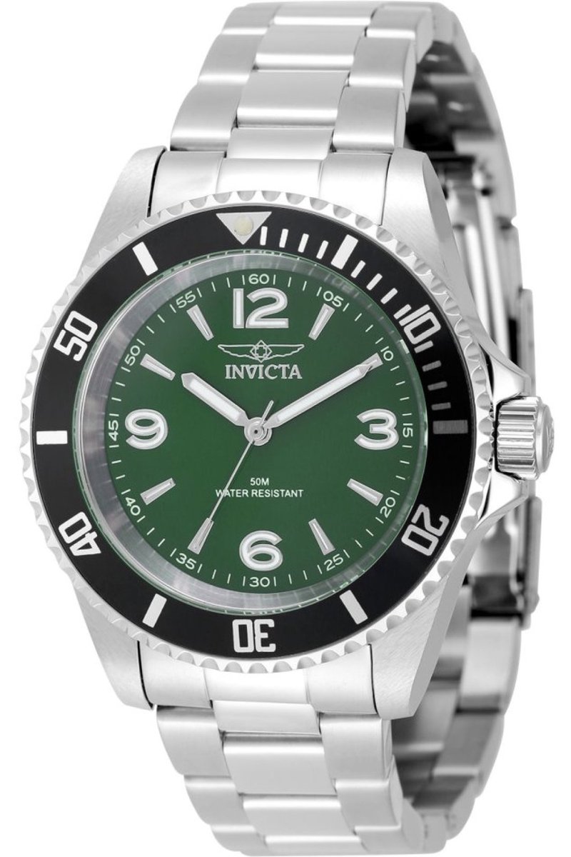 Invicta Specialty 49346 Heren Horloge - Waterdicht - Analoog - Quartz Uurwerk - Roestvrij Staal met groene Wijzerplaat - 40mm