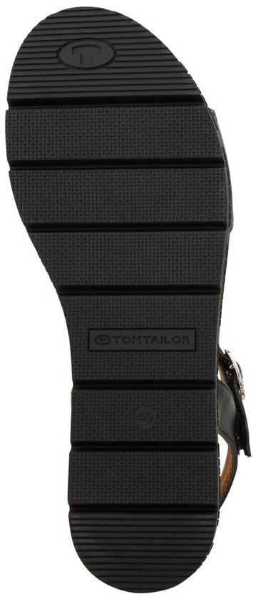 Sandales Compensées AEROS Neuves En Cuir - Talon 7cm - Pointure 36 - Noir & Argent