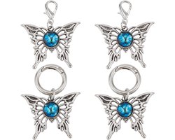 CRASPIRE 1 Doos 4 Stuks 2 Stijlen Vlinder Schoen Charms Schoenveter Clips Legering Schoen Decoratie met Spring Gate Ringen en Kreeft Sluiting voor Vrouwen Sneaker Laarzen Sandaal Casual Schoenen Tas