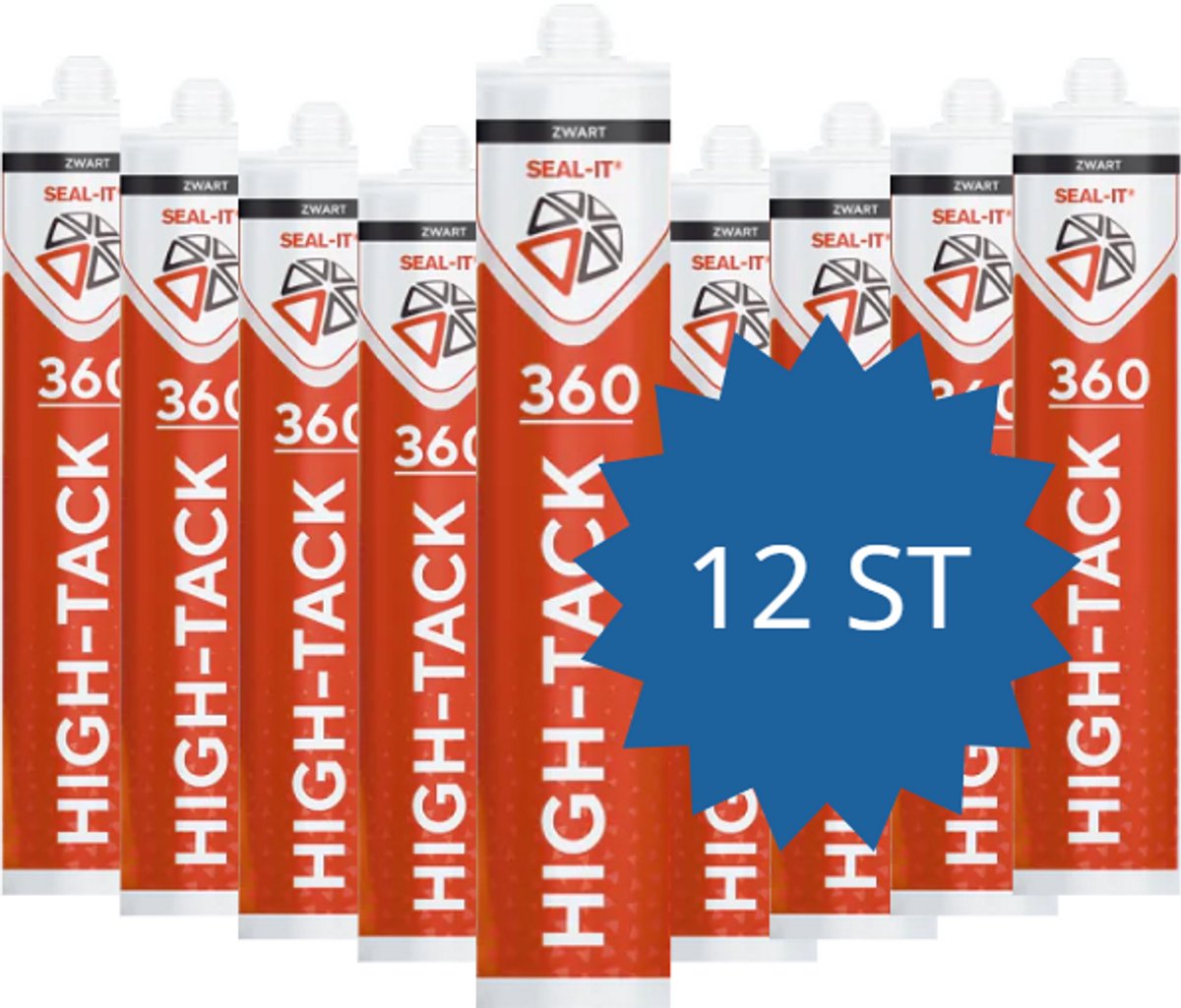 Seal-it 360 High-Tack professionele constructie lijmkit met een zeer hoge aanvangskleefkracht Zwart x12