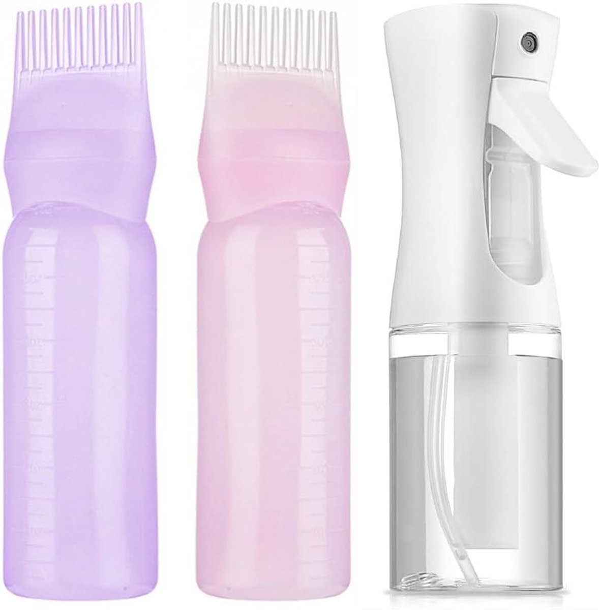 JGS Premium - Haarolie-applicatorfles 160 ml voor wortelkam, gegradueerde schaal en salon watersproeier