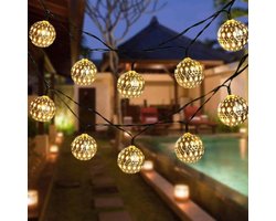 Merkloos Solar lichtsnoer buiten 'Marrakech' - 5 meter - Tuinverlichting - Warm wit licht - Buitenlampen op zonne-energie - Zilver