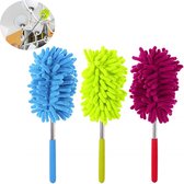 Plumeau 3 pièces - Brosse à épousseter - Brosse de nettoyage - Plumeau flexible extensible - Nettoyant pour stores - Plumeaux à fibres statiques colorées - Plumeau flexible extensible