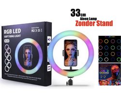 LET OP! Zonder Stand - RGB LED Ring Lamp 33Cm / 12Inch Inclusief Bluetooth Afstandsbediening - Studiolamp - Selfie - RGB Lamp - Ringlamp - Tik tok - Flitser - Make up light - Studiolamp - Ring Light Multi kleuren – HiCHiCO®