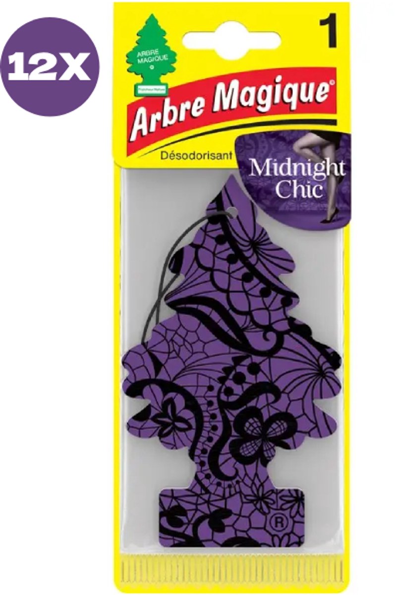 12 stuks Midnight Chic Arbre Magique Geurboom Luchtverfrisser voor in de auto – Car Parfum – Geurboompje – Geurbooster – Wonderboom – Geurverfrisser – Nieuwe Auto – Autogeur – Autoparfum – Geurblad - Zomer Fris