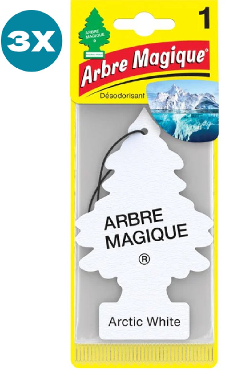 3 stuks Arctic White Arbre Magique Geurboom Luchtverfrisser voor in de auto – Car Parfum – Geurboompje – Geurbooster – Wonderboom – Geurverfrisser – Nieuwe Auto – Autogeur – Autoparfum – Geurblad - Zomer Fris