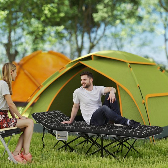 Outsunny-Campingbett-Metall, Oxfordstoff-190L x 67B x 37H cm-Schwarz van Merkloos — afbeelding 4