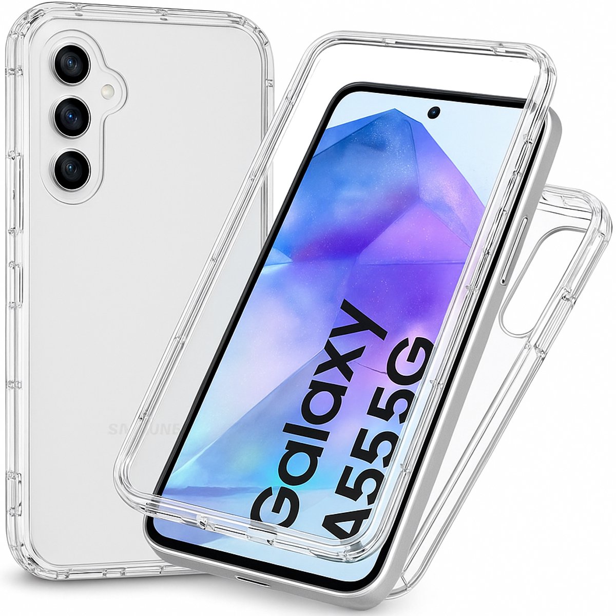 Hoesje + Screenprotector geschikt voor Samsung Galaxy A55 - 2in1 Case Transparant