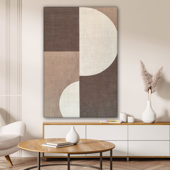 Tableau sur toile 80x120 cm - Décoration murale exclusive Grille - Demi-cercles - Contraste - Décoration murale salon - Décoration chambre - Accessoires chambre - Peintures sur toile