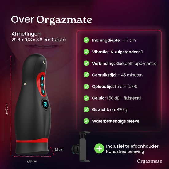 Orgazmate - Sara de Masturbator Voor Man - Sex Toys Voor Mannen - Met  Warmtefunctie,... | bol
