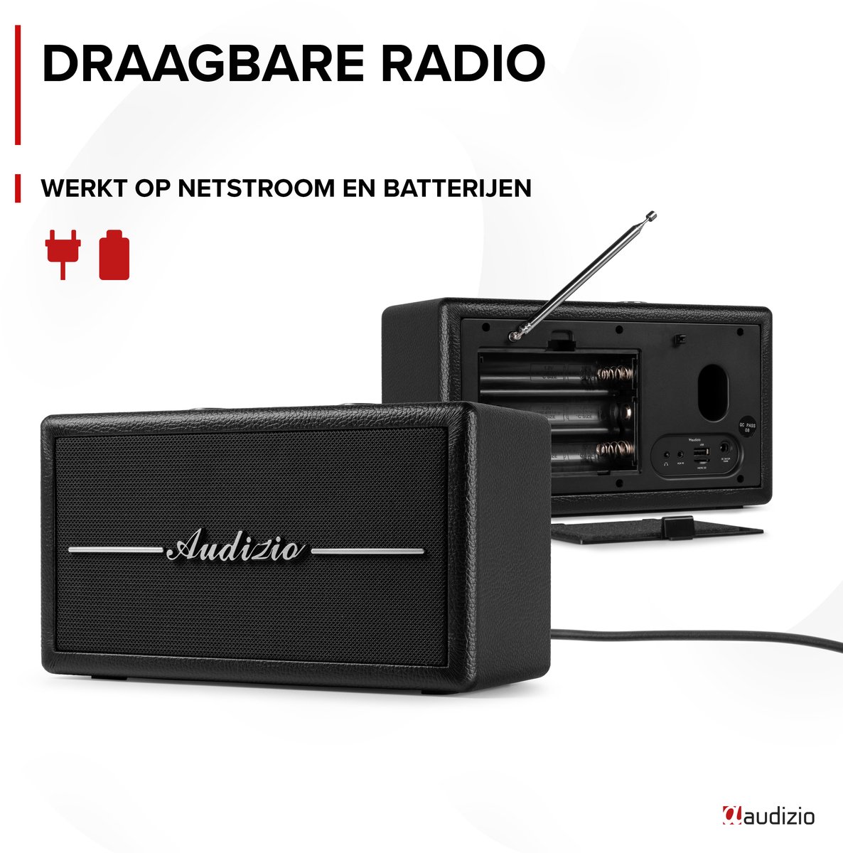 DAB Radio Draagbaar 20 uur Afspelen | Retro DAB Radio met Bluetooth | Netvoeding en Batterij | Dubbele Wekkerklok | FM, 60 Voorkeuzes, Koptelefoonaansluiting | Keukenradio | LEMEGA CR9 Grijs