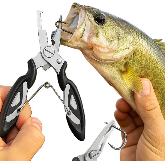 Pince à décrocher les poissons I Pince à hameçons I Outils de pêche en acier inoxydable I Extracteur d'hameçons I 12,5 cm I Zwart