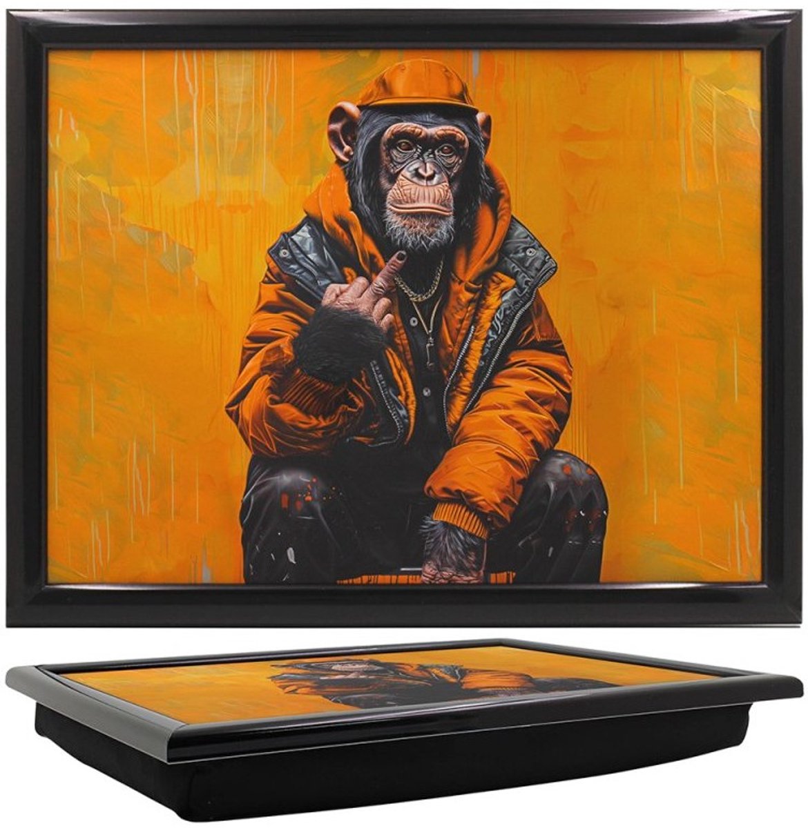 L&P- Laptray - Schoottafel - Schootkussen - Laptoptafel - Dienblad met kussen - Chimpansee Boss - 44x33x6 cm