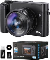 K&L Digitale Camera 5K - 64MP - Fotocamera - 6X Optische Zoom - Compact Camera - Vlog Camera - Ideaal voor Beginners - Inclusief 64GB - NL Software