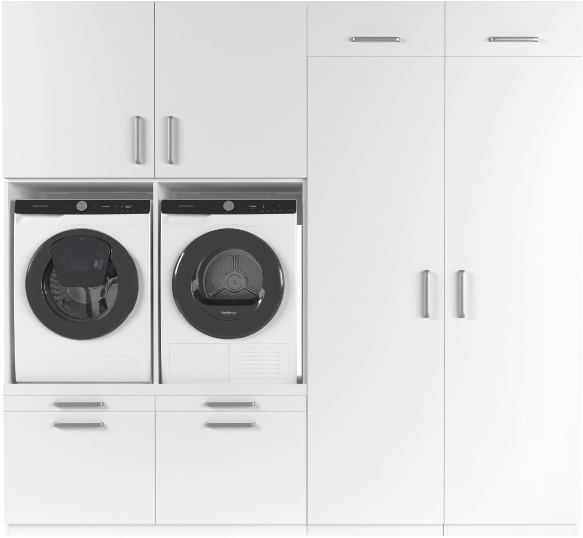 Wasophoogte® Wasmachine Kast Munich - Wasmachine verhoger - Wasmachine ombouw - 700(D)*2530(B)*2350(H) mm - Wit