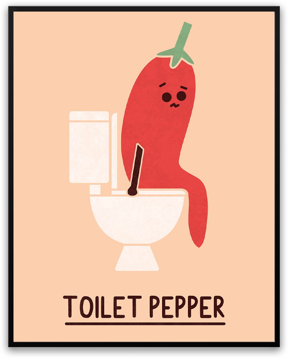Toilet Pepers Fotolijst 50 x 70 cm - WC - Fruit - Badkamer - schilderij - Poster - Canvas