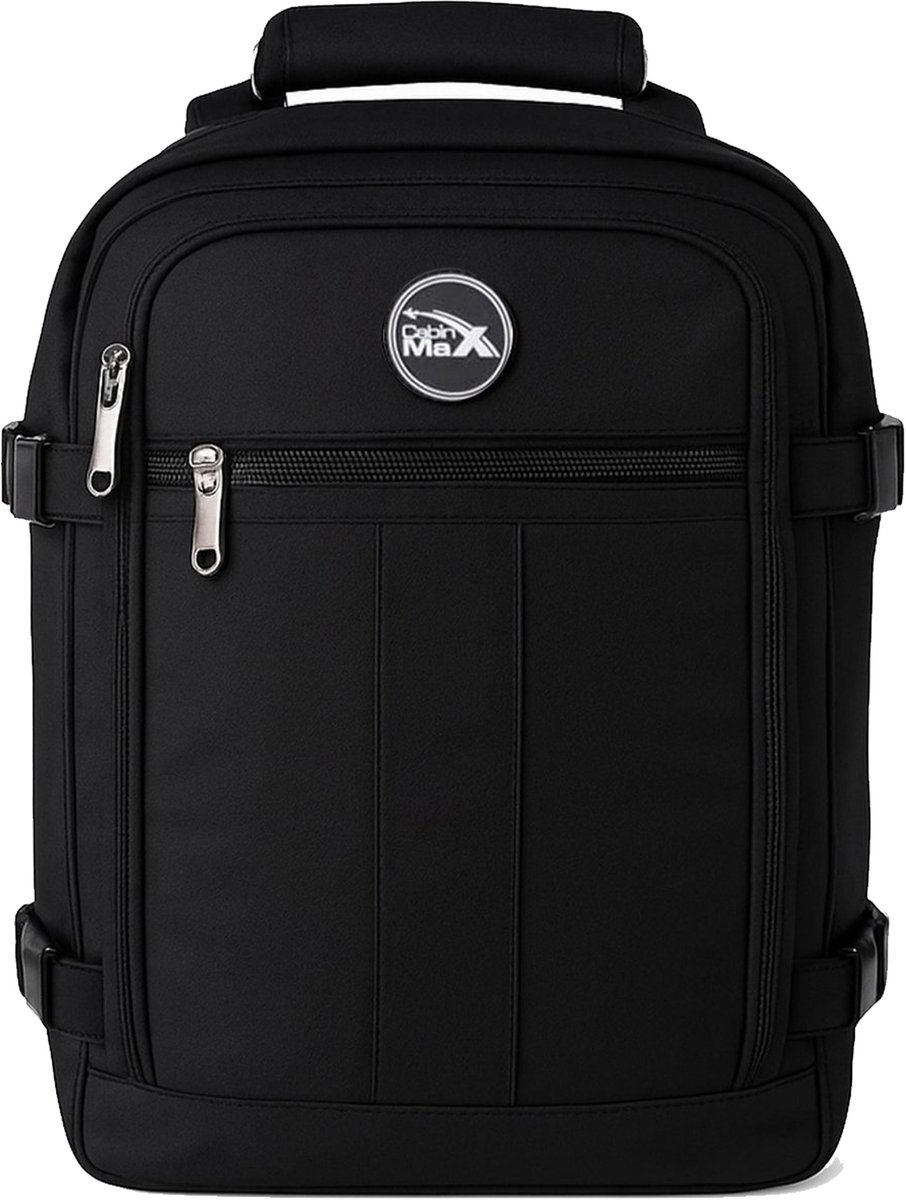CabinMax Metz Reistas – Handbagage 24L Ryanair / Wizz Air – Rugzak Transavia – Schooltas - 40x30x20 cm – Compact Backpack – Lichtgewicht – Zwart