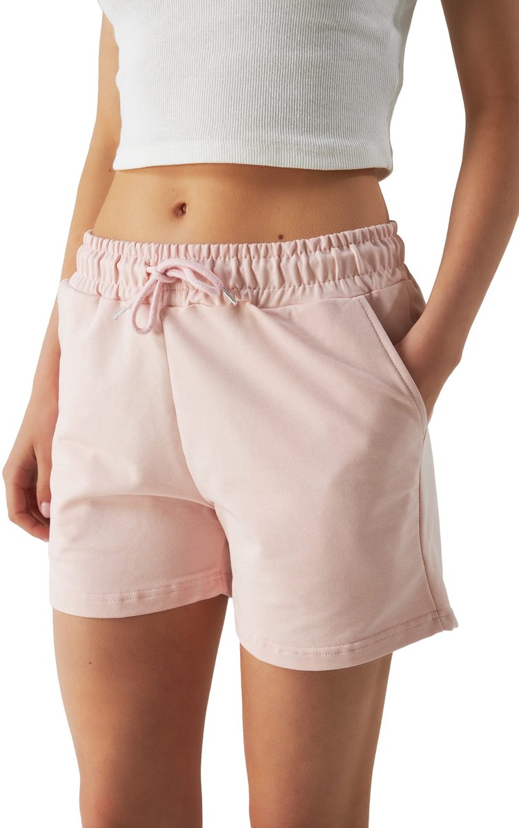ROSS CAMP korte broek dames - comfortabele shorts dames - katoen sweat short - Roze S