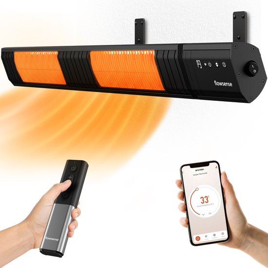 Flowsense Heater - Terrasverwarmer Elektrisch Hangend - Infrafrood Verwarming - Voor 35m2 ruimtes - Binnen & Buiten - Incl. Afstandsbediening