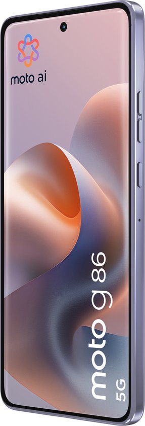 Motorola moto g 86 5G telefoon in de kleur Cosmic Sky (lila).