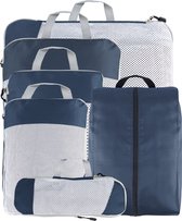 Packing cubes Compressie – Koffer organizer set – 6 stuks Baggage organizer met Compressierits – Packing cubes backpack – Navy blauw