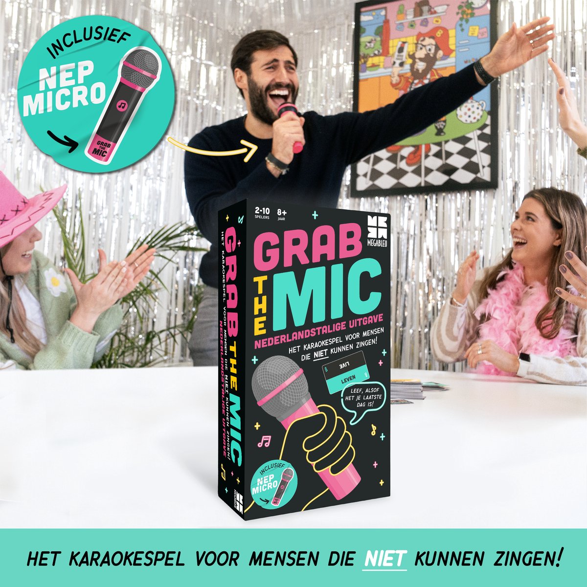Megableu Grab The Mic - Karaoke Partyspel - Muziekspel voor 2-10 Spelers - Bekend van TikTok - Nederlandstalige versie — afbeelding 6