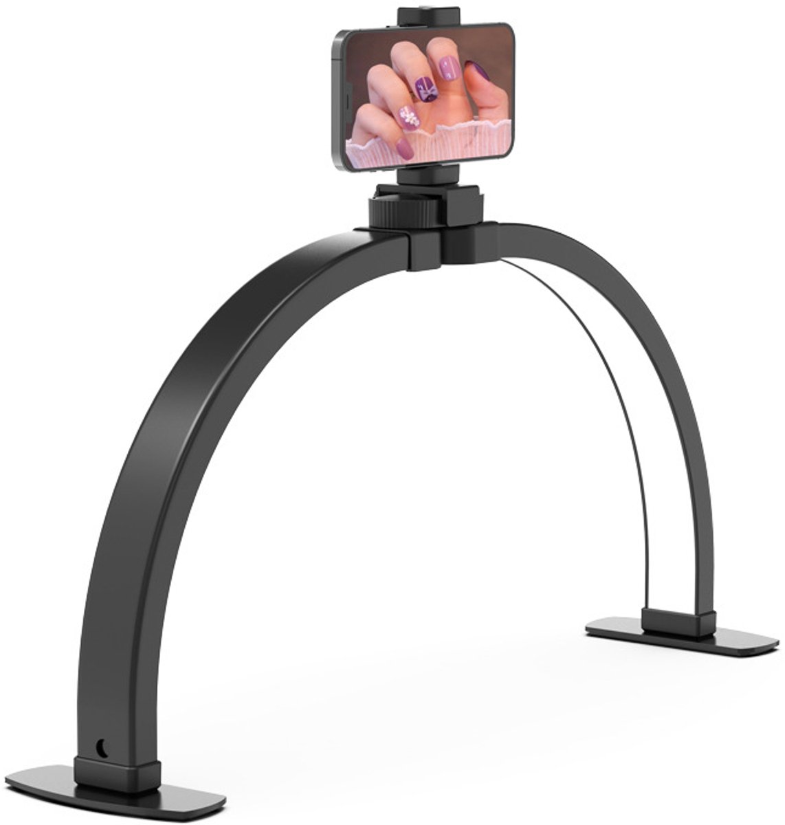 Bureaulamp -Manicurelamp -Bureaulamp voor Nagelstylist-Half Moon Lamp-Grote LED Boog Nagel Tech Tafellamp met Telefoonhouder -3 Modi Verlichting -zwart