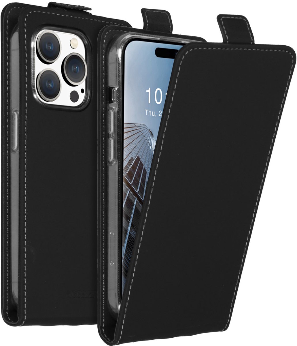 Accezz Hoesje Met Pasjeshouder Geschikt voor iPhone 15 Pro - Accezz Flipcase - Zwart