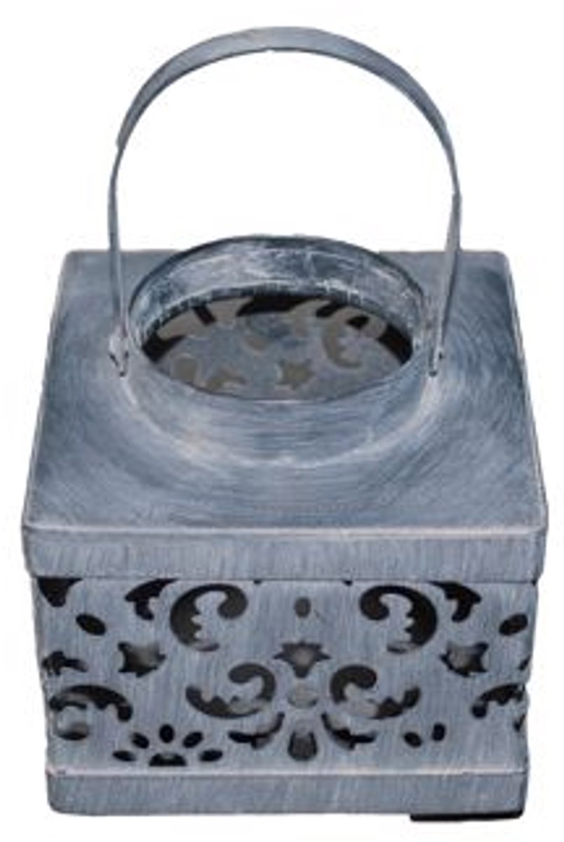 Lantaarn metaal antraciet 10x10xH11cm 3 stuks