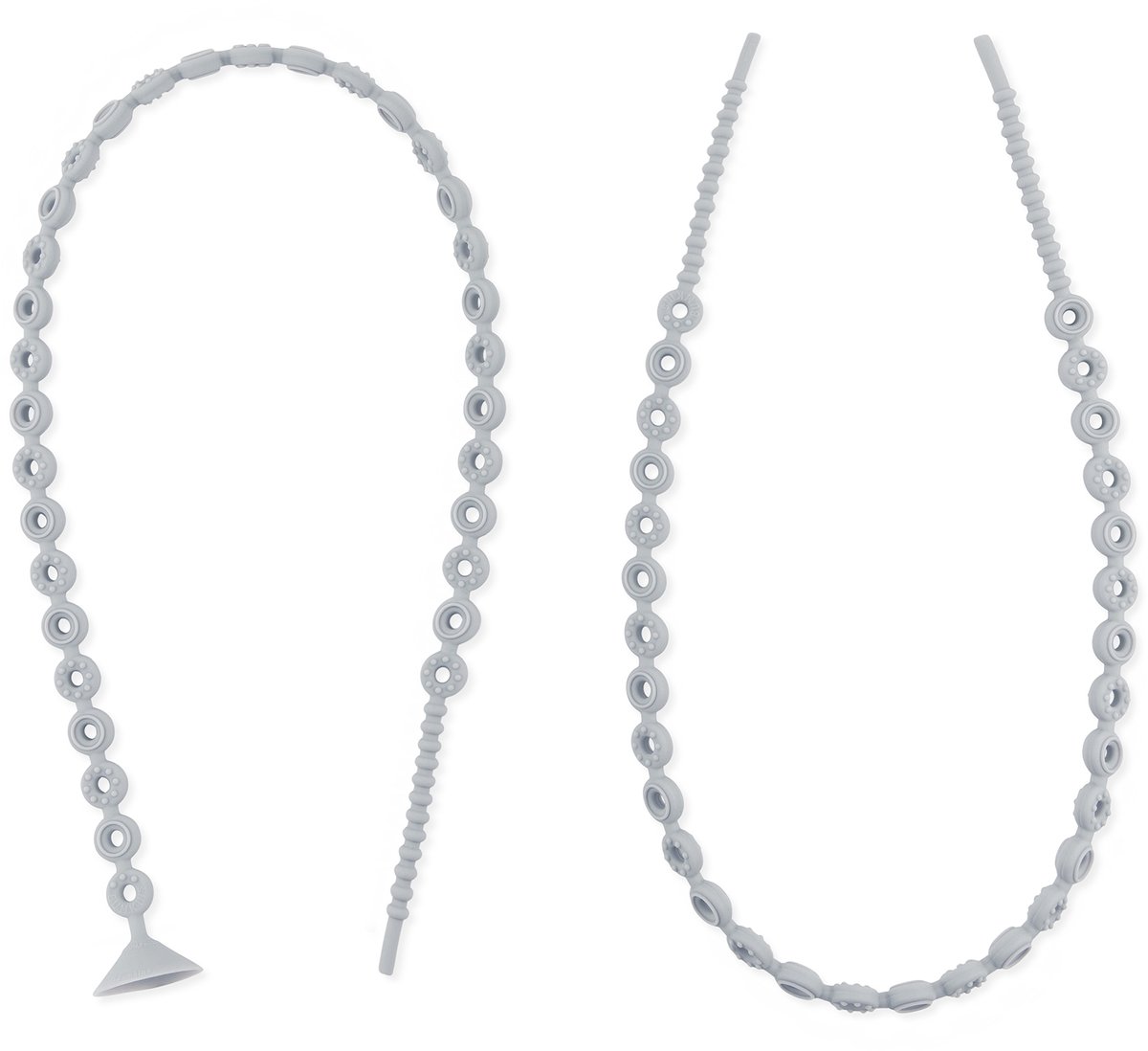 Bumkins - Silicone Accessory Tether | Accessoirekoord (2 stuks) voor drinkbekers, bijtringen, bestek en kinderwagenaccessoires, platinum siliconen, veilig voor baby’s die tandjes krijgen - Grijs