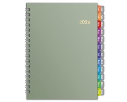 Huurdies - Agenda 2026 - A5 – Hardcover - Krasvast & Goudfolie - Groen