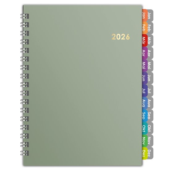 Huurdies - Agenda 2026 - A5 – Hardcover - Krasvast & Goudfolie - Groen
