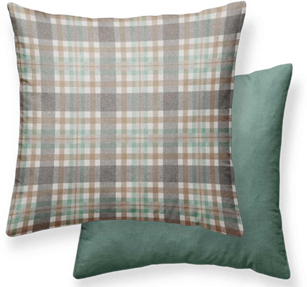 Sierkussen Geruit Groen 45x45 cm - Fluweel - inclusief binnenkussen - fluweel, zacht, luxe - Linen & Grace