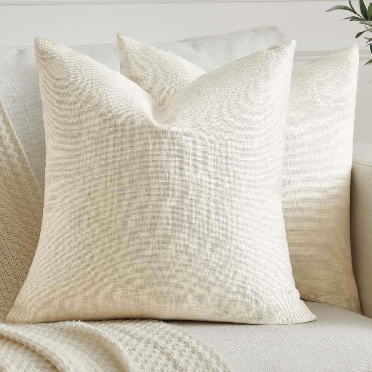Ibenzoa Kussenhoezen 45x45 cm Beige Boho Stijl Voor Moderne Sfeer In Woonkamer En Slaapkamer 2 Stuks wit