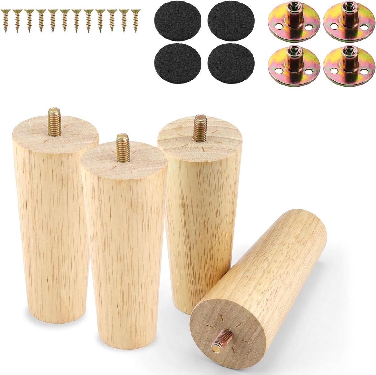JGS Premium - Houten tafelpoten eiken 12 cm voor commodes, meubeltafels, banken, kasten en salontafels