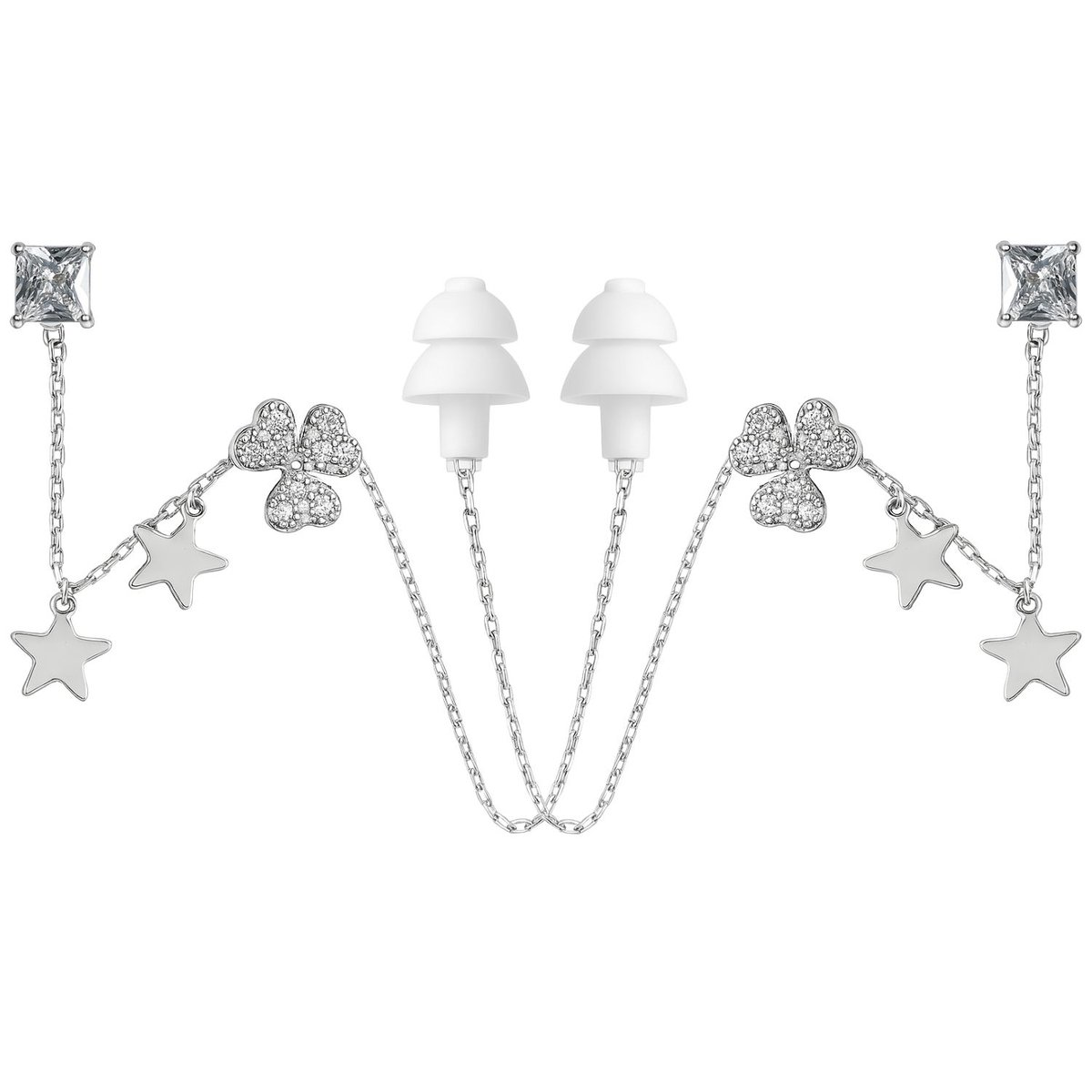 Earcuffs Oorbellen Voor Oordopjes - (Ster) - Oordopjes Festival - Oordoppen - Oorbellen Dames - Te Gebruiken Met Airpods - Zilverkleurig