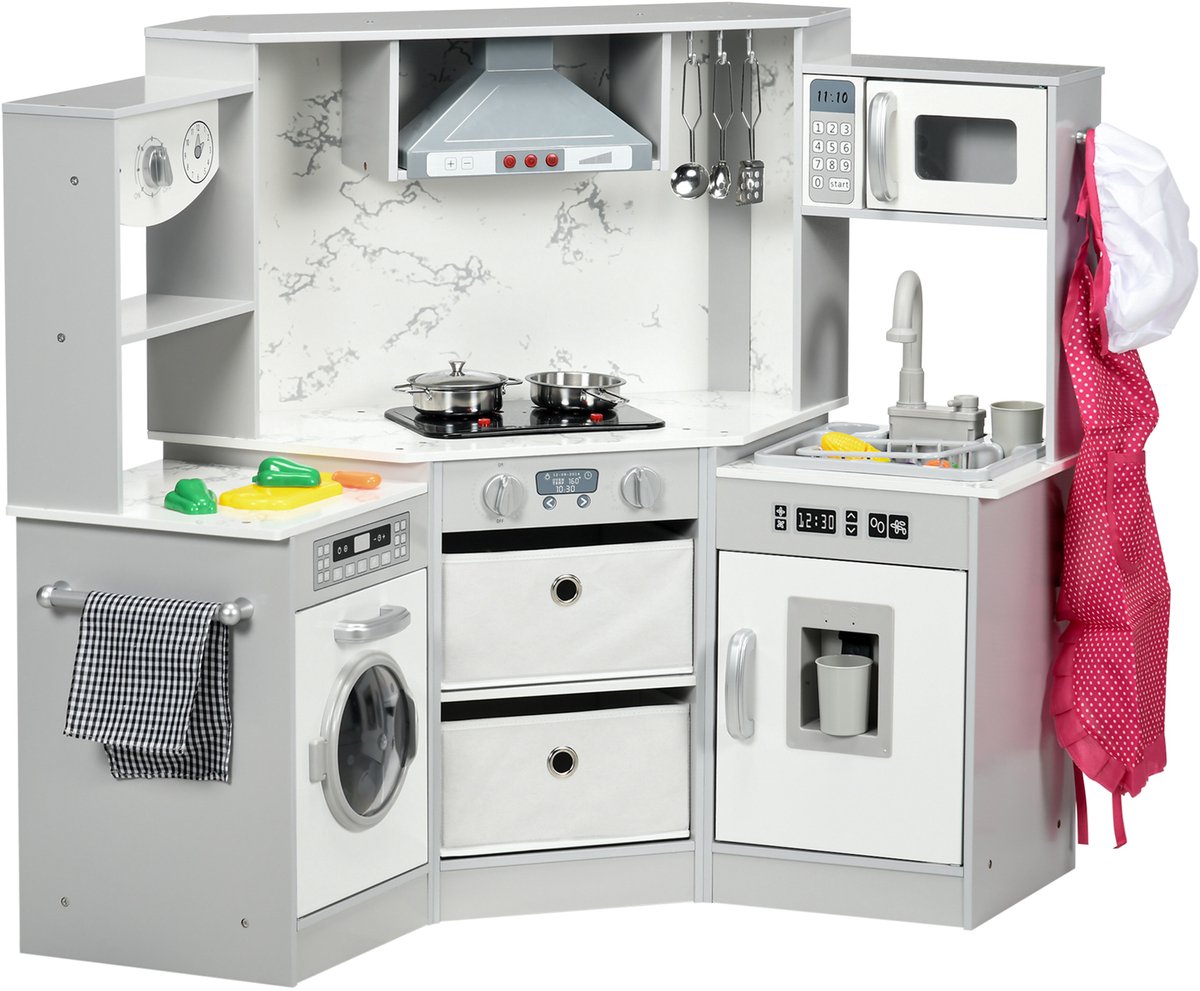 AIYAPLAY - Kinderkeuken speelset - MDF - 111x49x85cm - Grijs