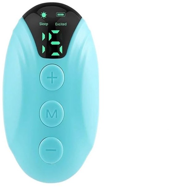 Aqua apparaat met digitaal scherm. Toont 'Sleep' en 'Excited' met 15 instelbare standen.