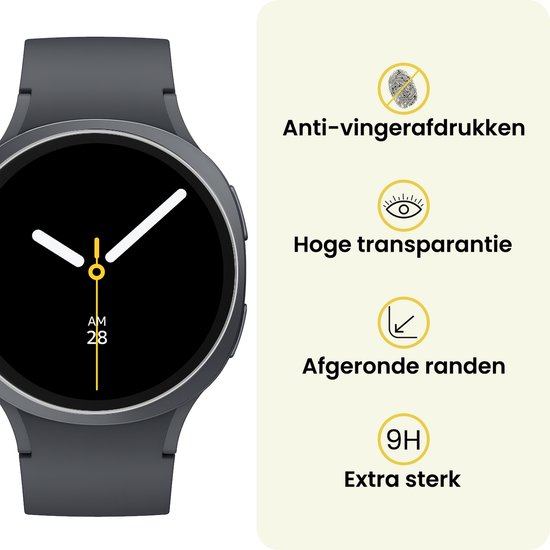 Screenprotector - 2 Stuks - Geschikt voor Samsung Galaxy Watch 8 (40 mm) - Sterk & Shockproof - Tempered Glass - Beschermglas Screen Cover - Gehard Glas - Bescherm Protector voor Smartwatch