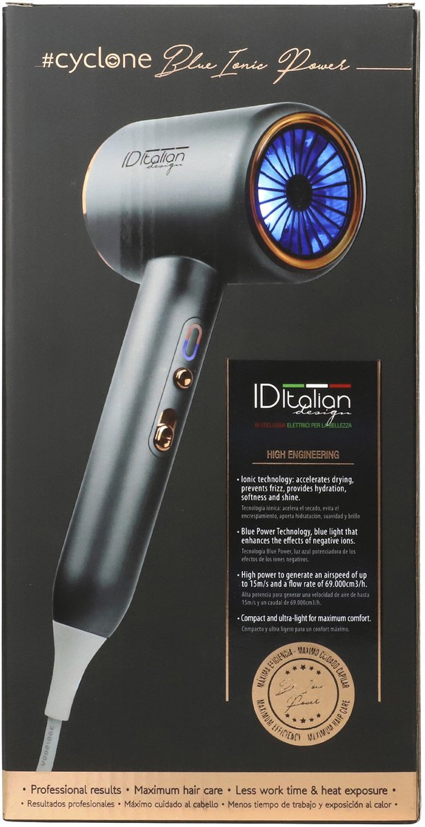 ITALIAN DESIGN ELECTRICAL ITEMS cycloon blauw ionische kracht haardroger