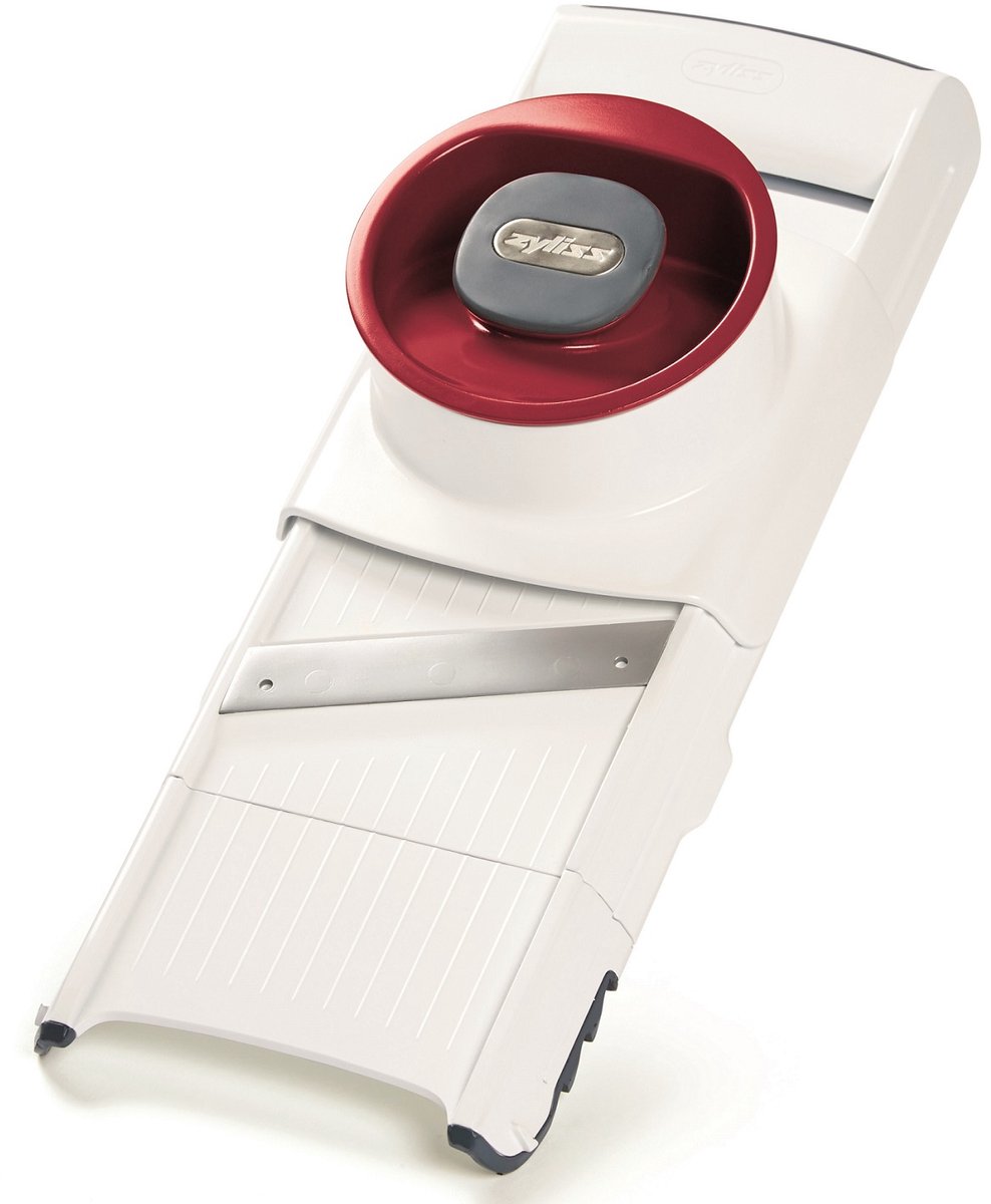 Zyliss 4-in-1 Handmatige Mandoline & Rasp - Wit - Multifunctioneel Groenteschaaf - 4 Verwisselbare Functies - Met Veiligheidshouder