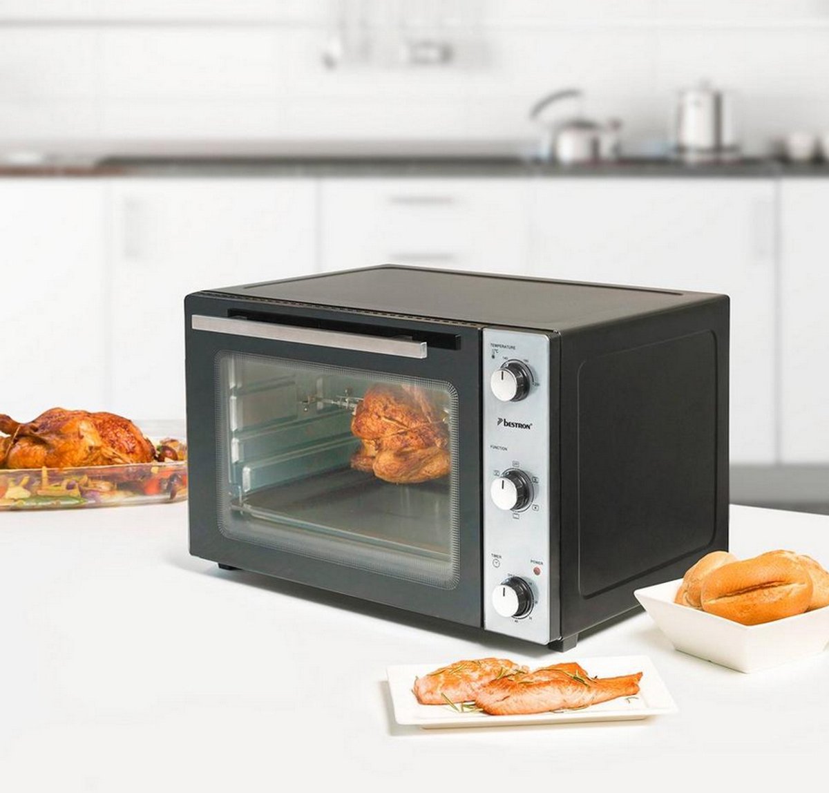 Bestron Vrijstaande oven AOV55 - Bakoven 2000W - 55L - Draaispit - RVS/Zwart - 5 jaar garantie – foto 5